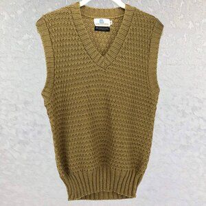 Grodins California Vintage Gold Knit Vest Unisex Preppy Retro V-Neck Pullover